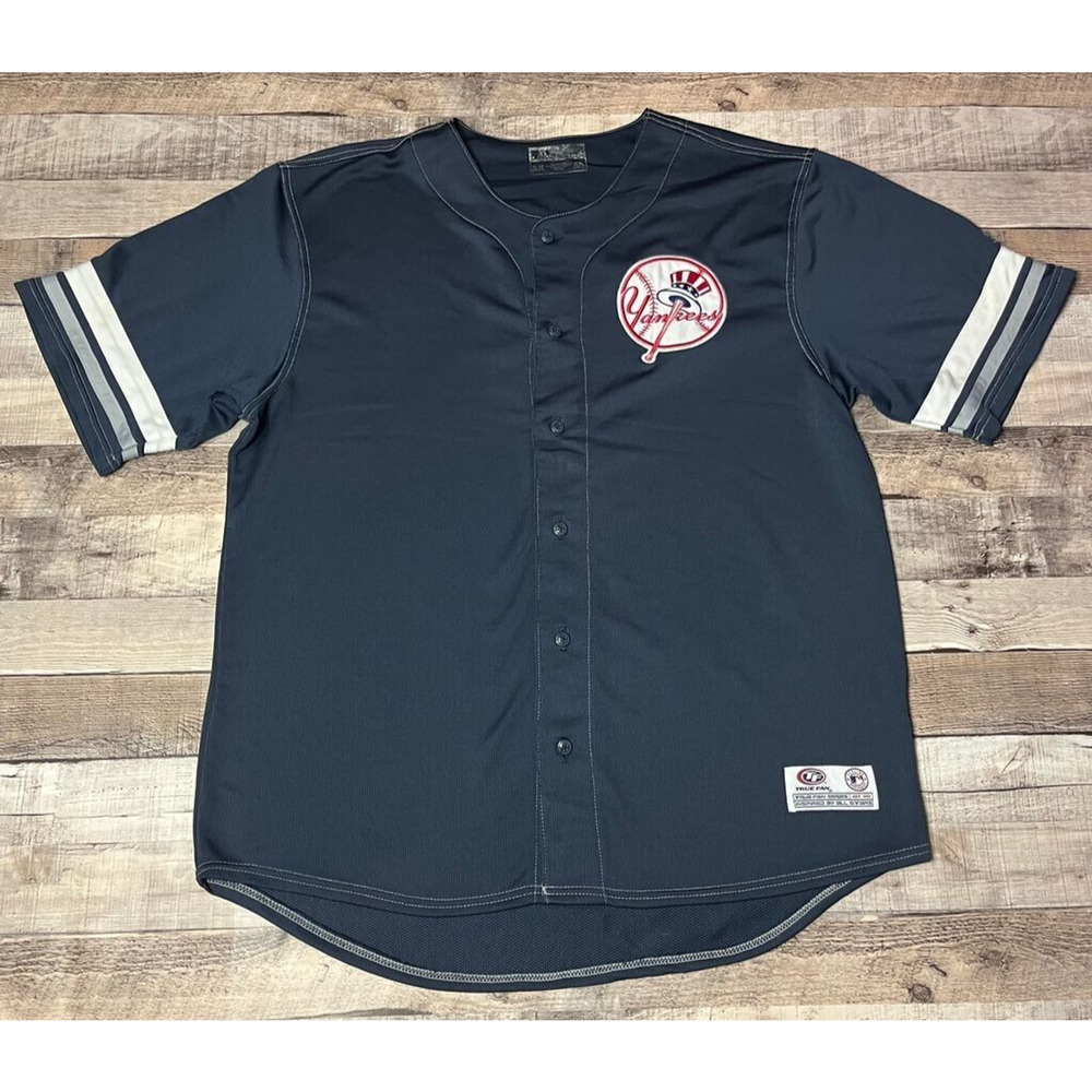 New York Yankees Jersey Men's XL Blue True Fan MLB Baseball Sportswear